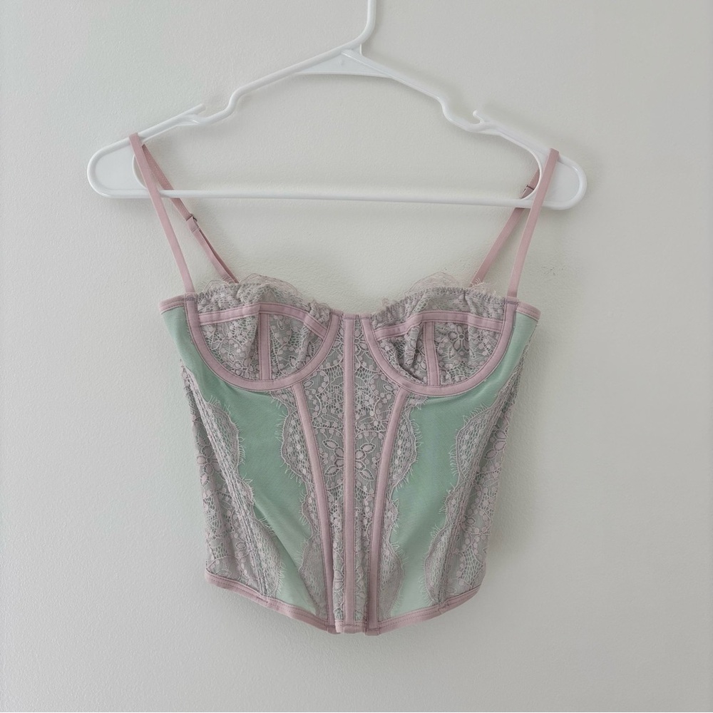 Urban Outfitters Mint and Baby Pink Corset Top